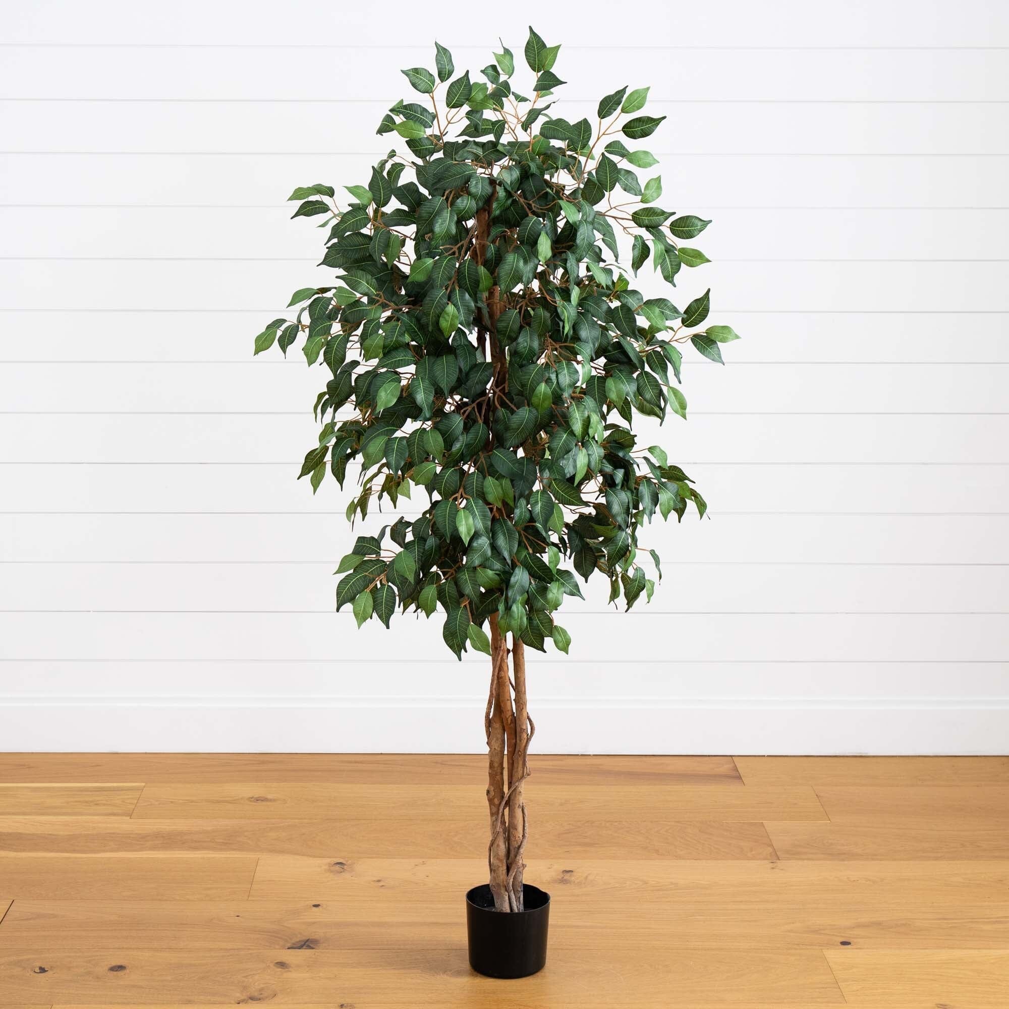 5.5 Feet Artificial Ficus Silk Tree with Wood Trunks ornamental plants L4 outlet