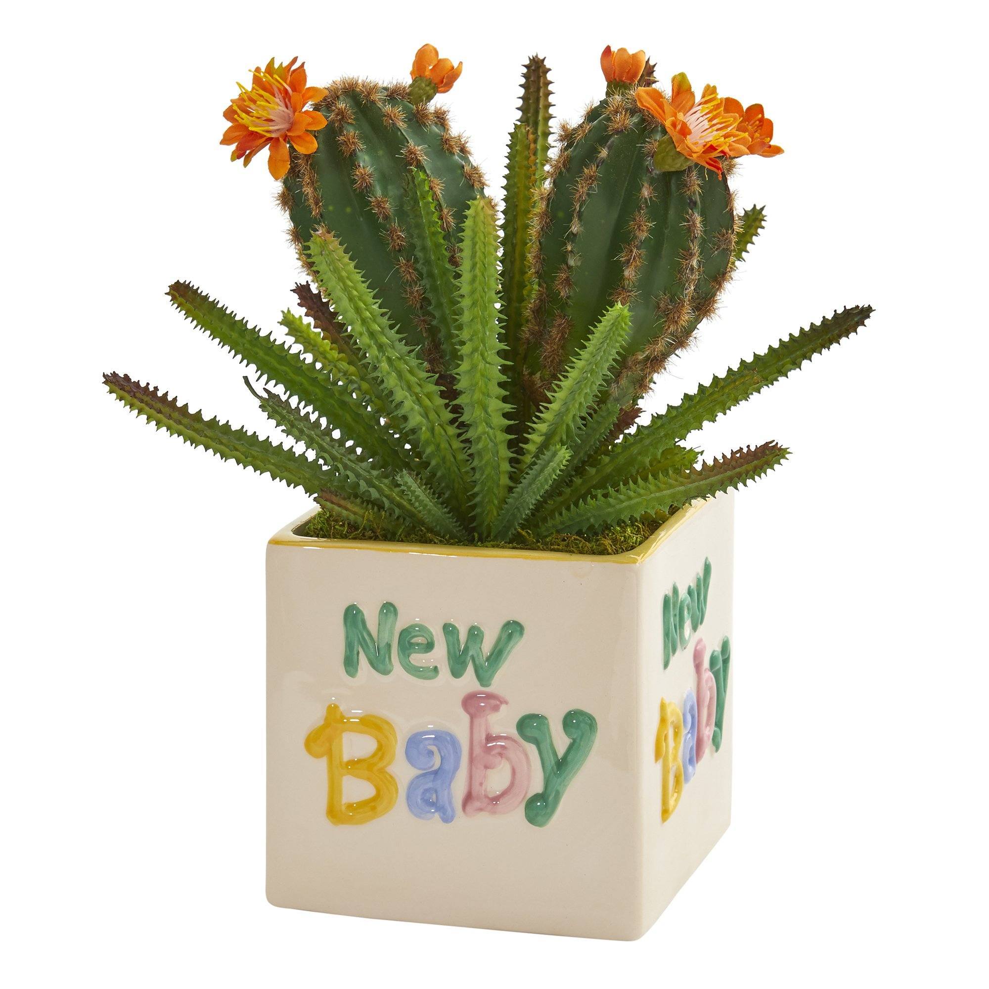 Nearly Natural 2.5' Plastic Cactus Artificial Plant, Green
