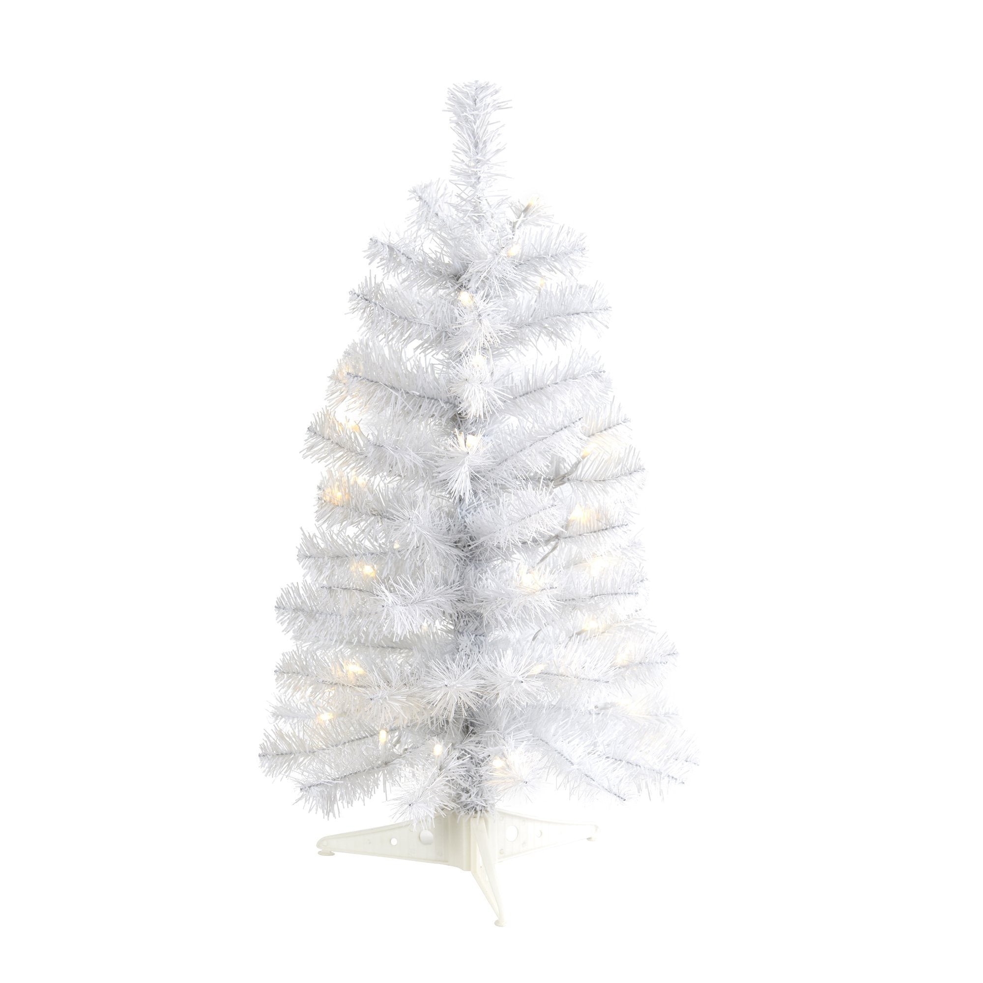 2’ White Artificial Christmas Tree With 35 Led Lights And 72 Bendable 