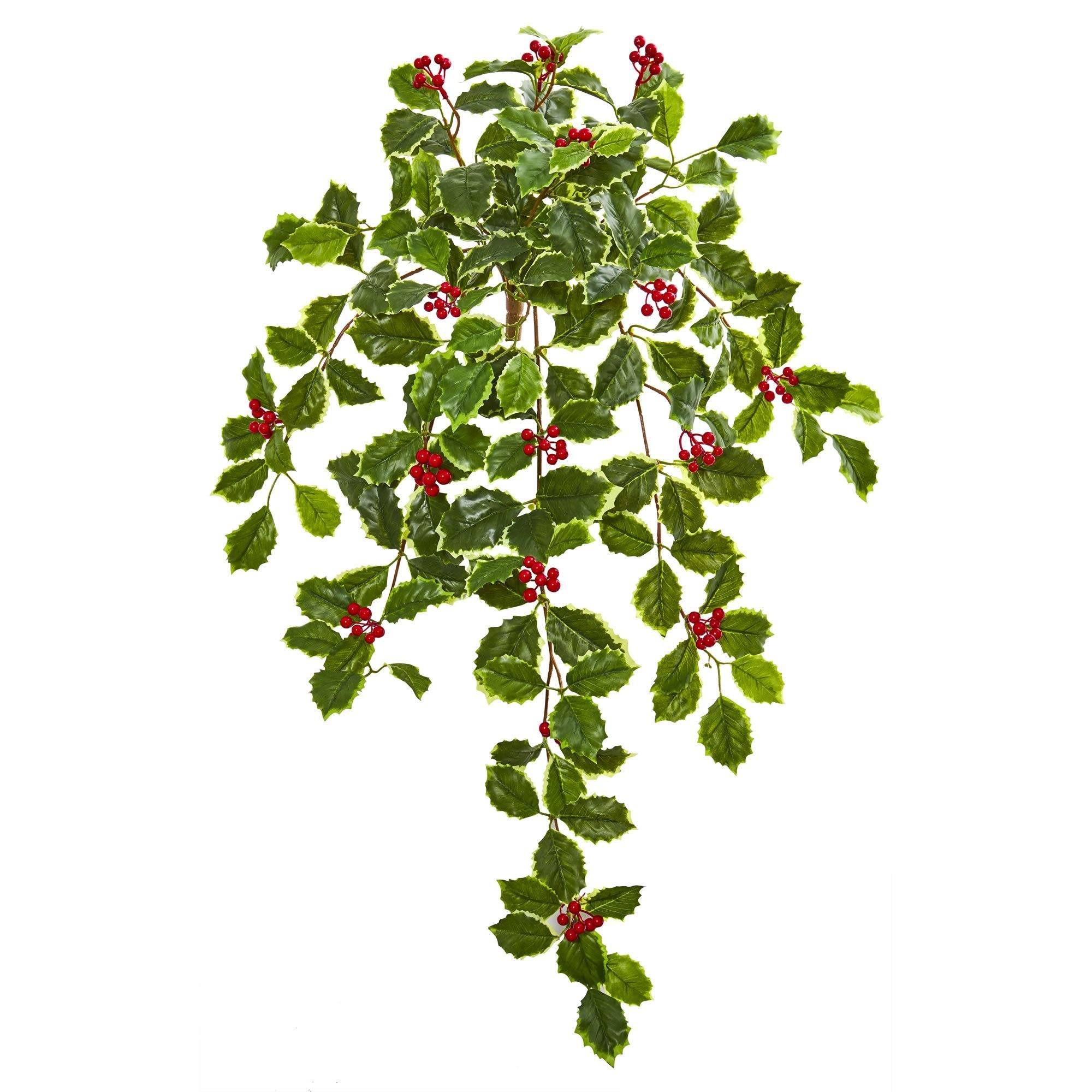 48 Pieces Artificial Holly Berries with Green Leaves India