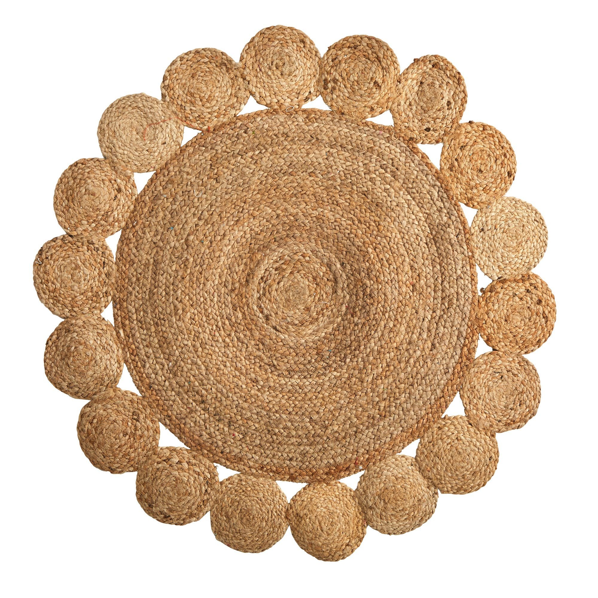 3' x 3' Hand Braided Mandala Jute Round Rug