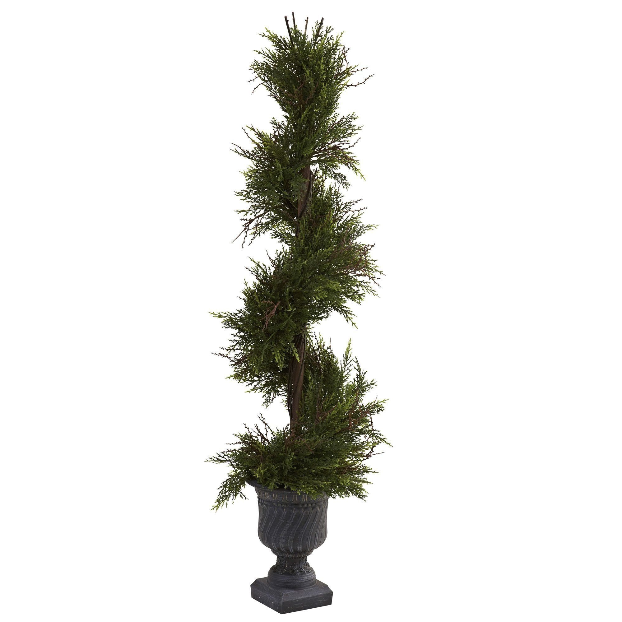 46” Mini Cedar Artificial Pine Tree in Decorative Urn UV Resistant