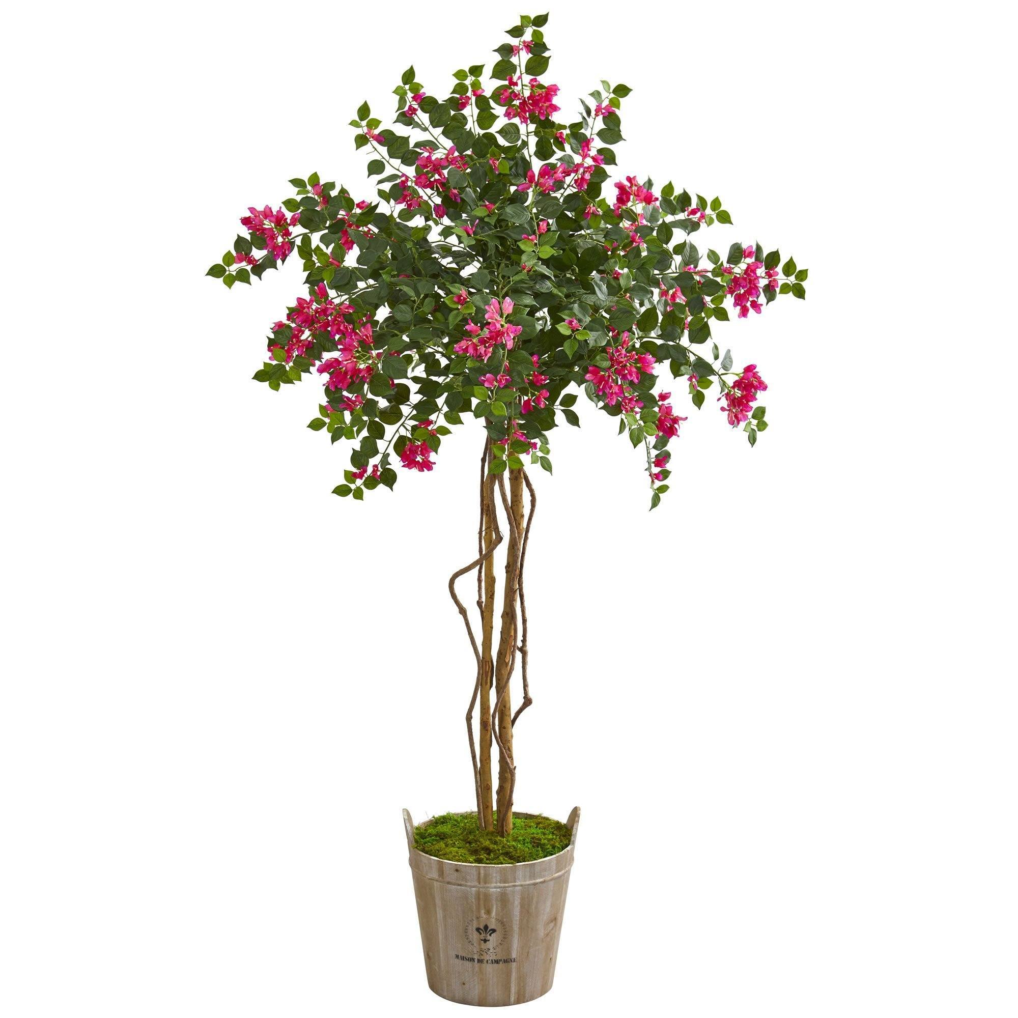 6 Bougainvillea Artificial Tree In Farmhouse Planter Nearly Natural 8334