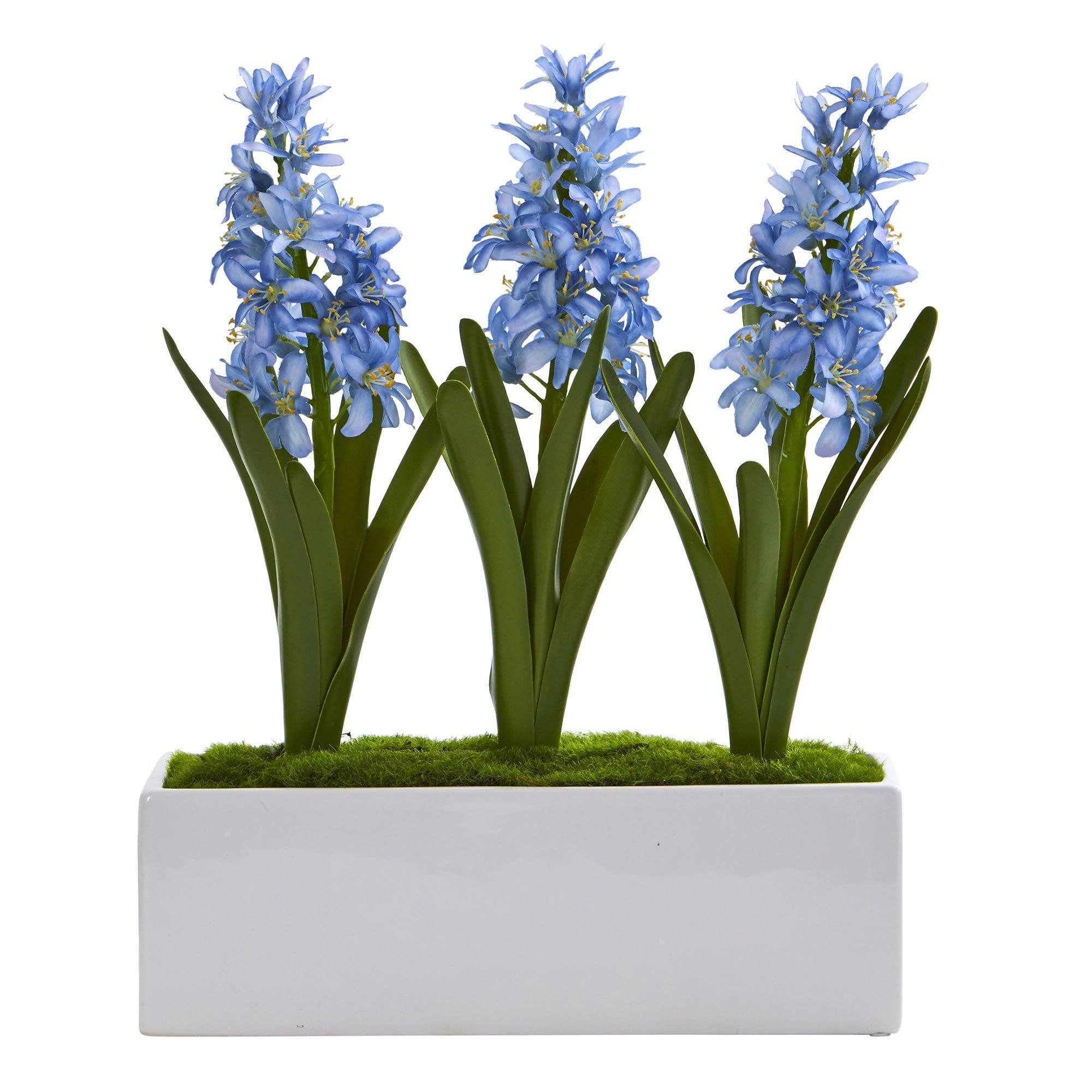 Hyacinth Artificial Arrangement in White Vase | Nearly Natural