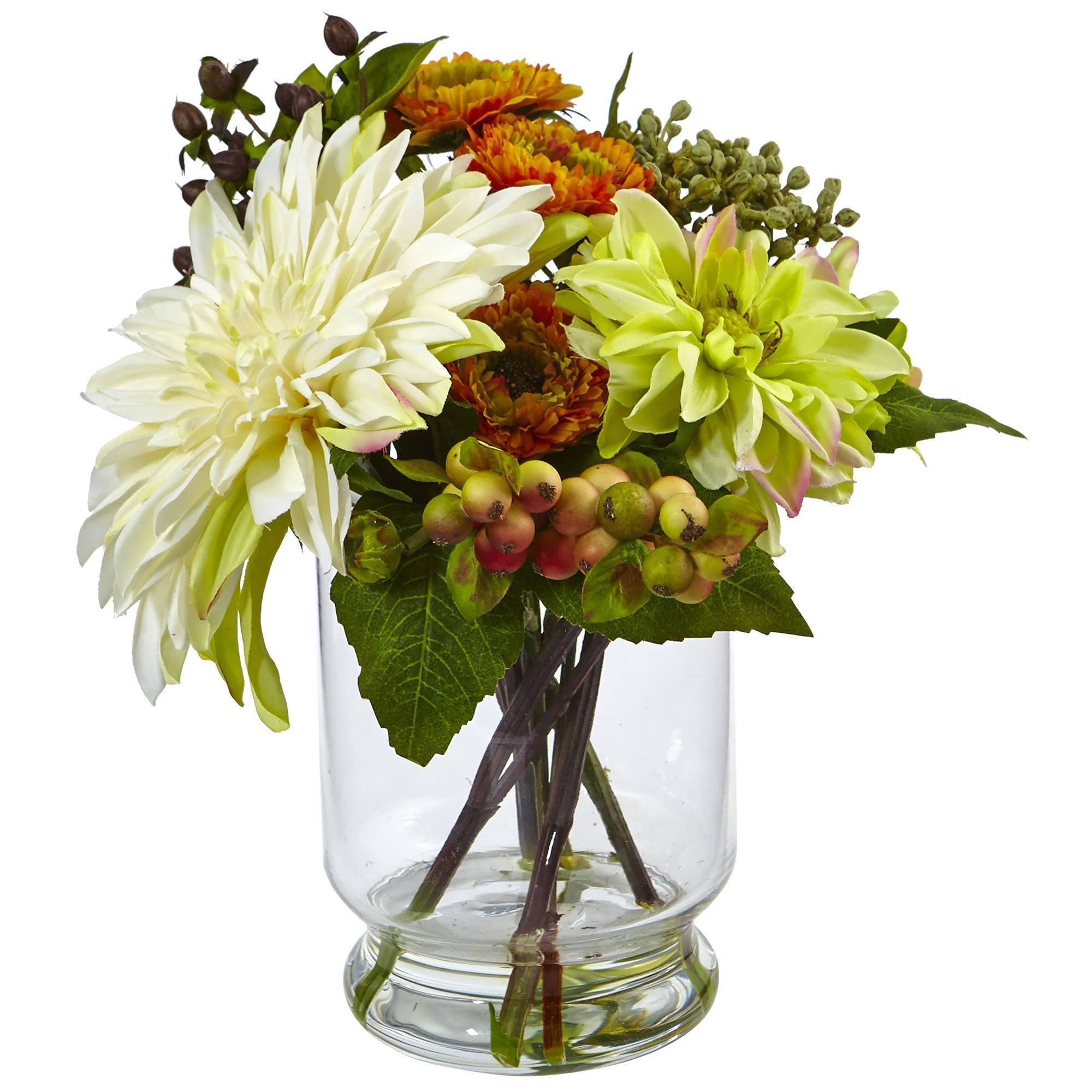 Artificial Midsummer Meadow Wild Flower Arrangement in Jam Jar Vase - Faux  Fake Floral Home Decoration - Measures H25cm