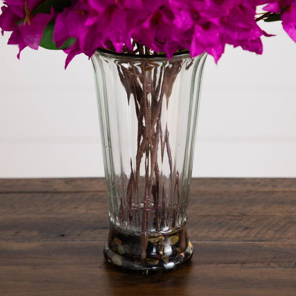 30” Artificial Bougainvillea Arrangement in Glass Vase