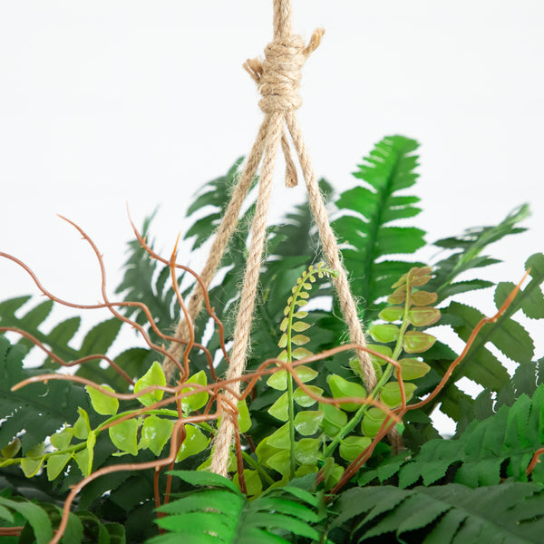 22" Artificial Large Boston Fern Hanging Basket"