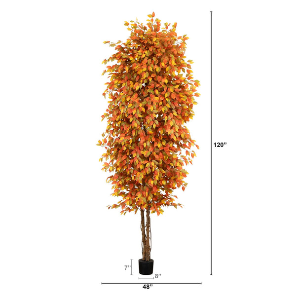 10’ Autumn Ficus Artificial Fall Tree