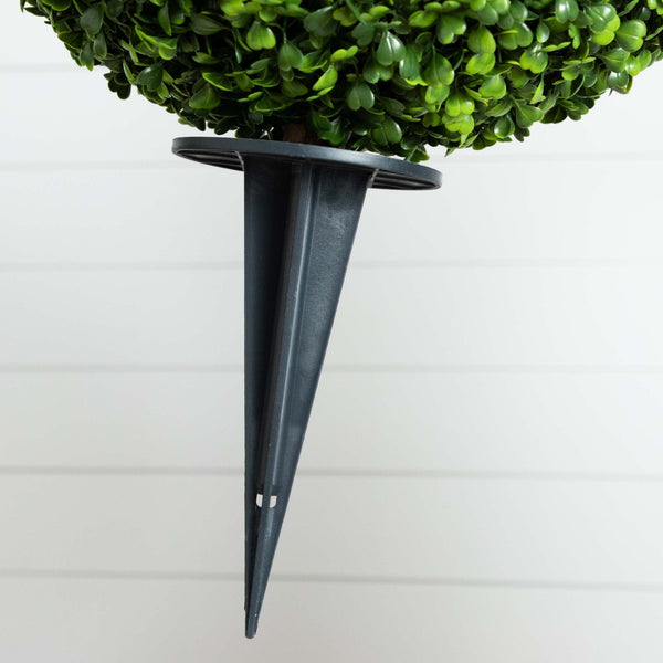 14” Artificial Boxwood Ball Topiary with Integrated Ground Stake UV Resistant