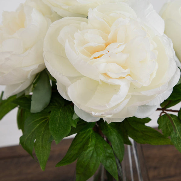 16" Artificial Pink Peony Arrangement in Glass Vase