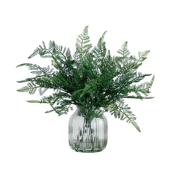 17” Artificial Forest Fern Arrangement in Glass Vase