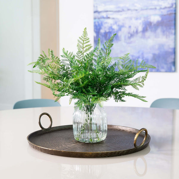 17” Artificial Forest Fern Arrangement in Glass Vase