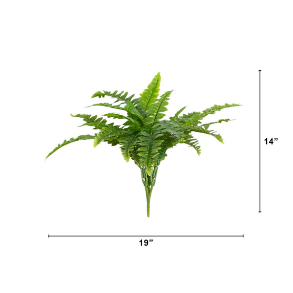 19" UV Resistant Artificial Boston Fern (Indoor/Outdoor) - Set of 2