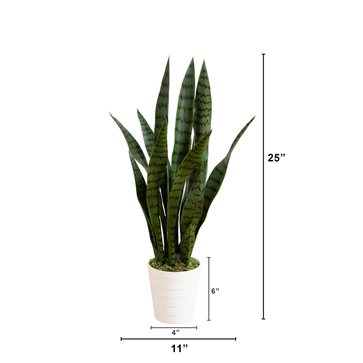 2' UV Resistant Artificial Sansevieria Plant in White Decorative Planter (Indoor/Outdoor)