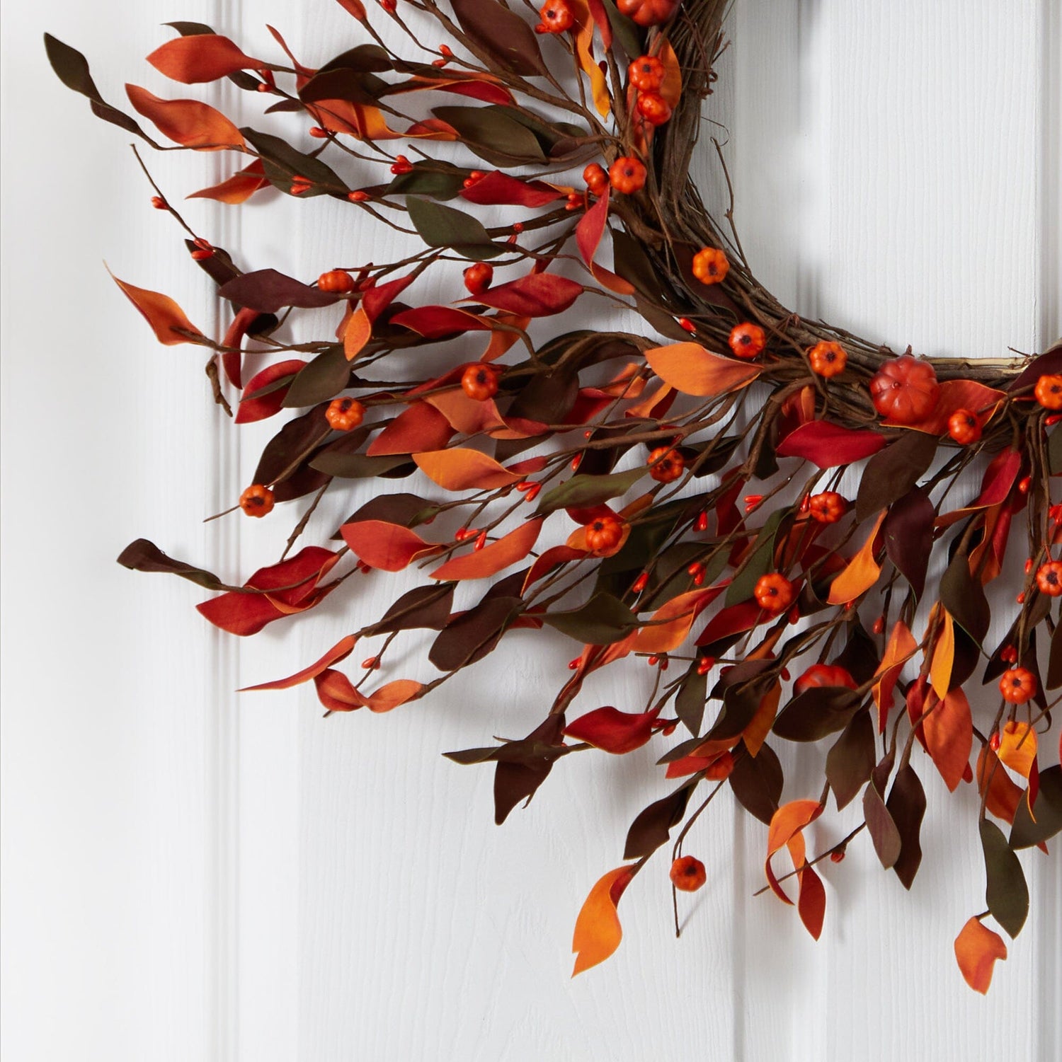 20” Harvest Leaf and Mini Pumpkin Artificial Wreath