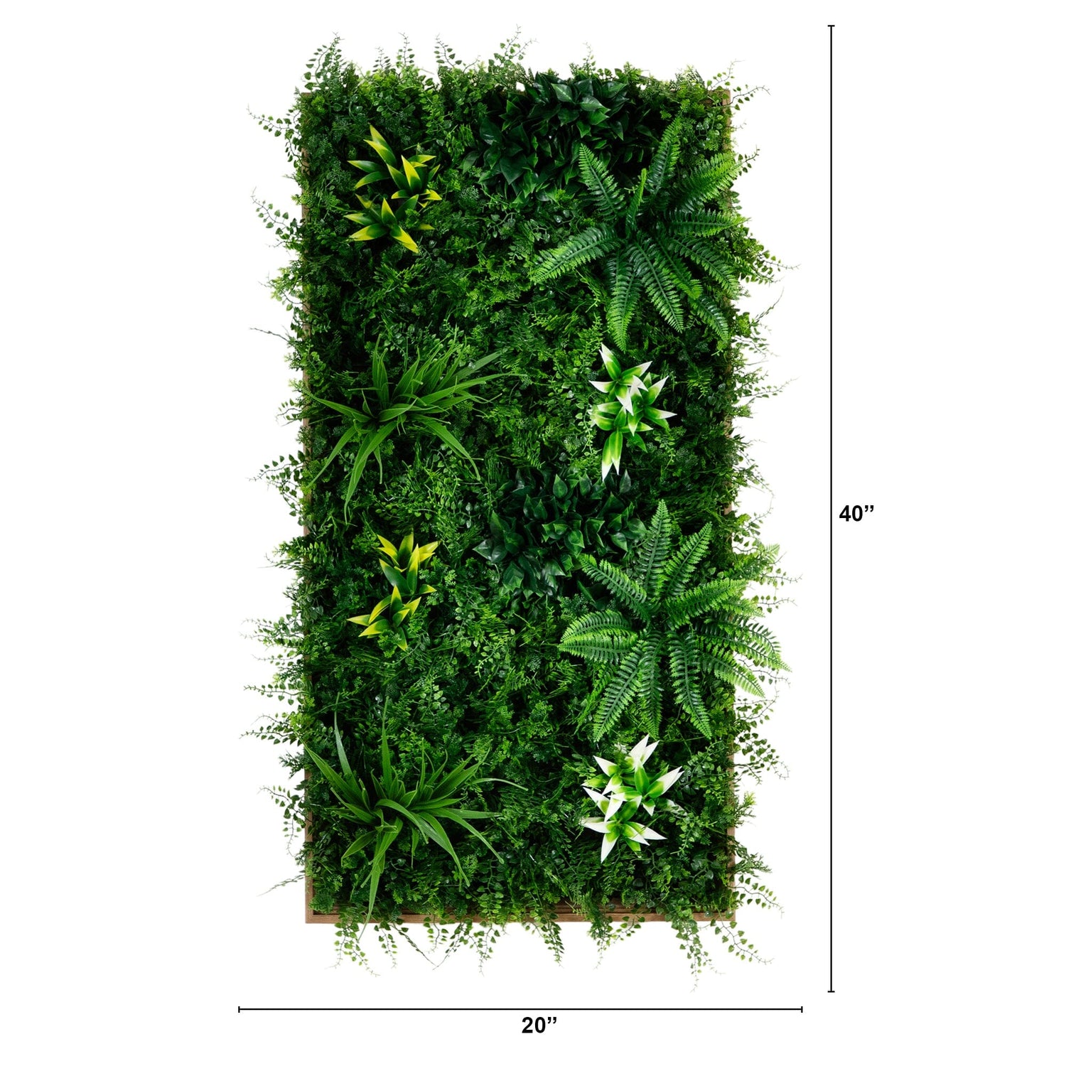 20” x 40” UV Resistant Costa Rican Forest Artificial Living Wall Art Panel in Dark Wood