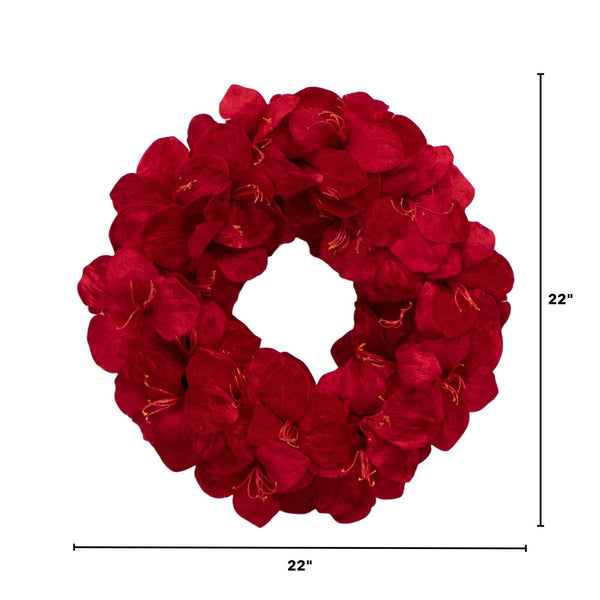 22” Artificial Amaryllis Wreath