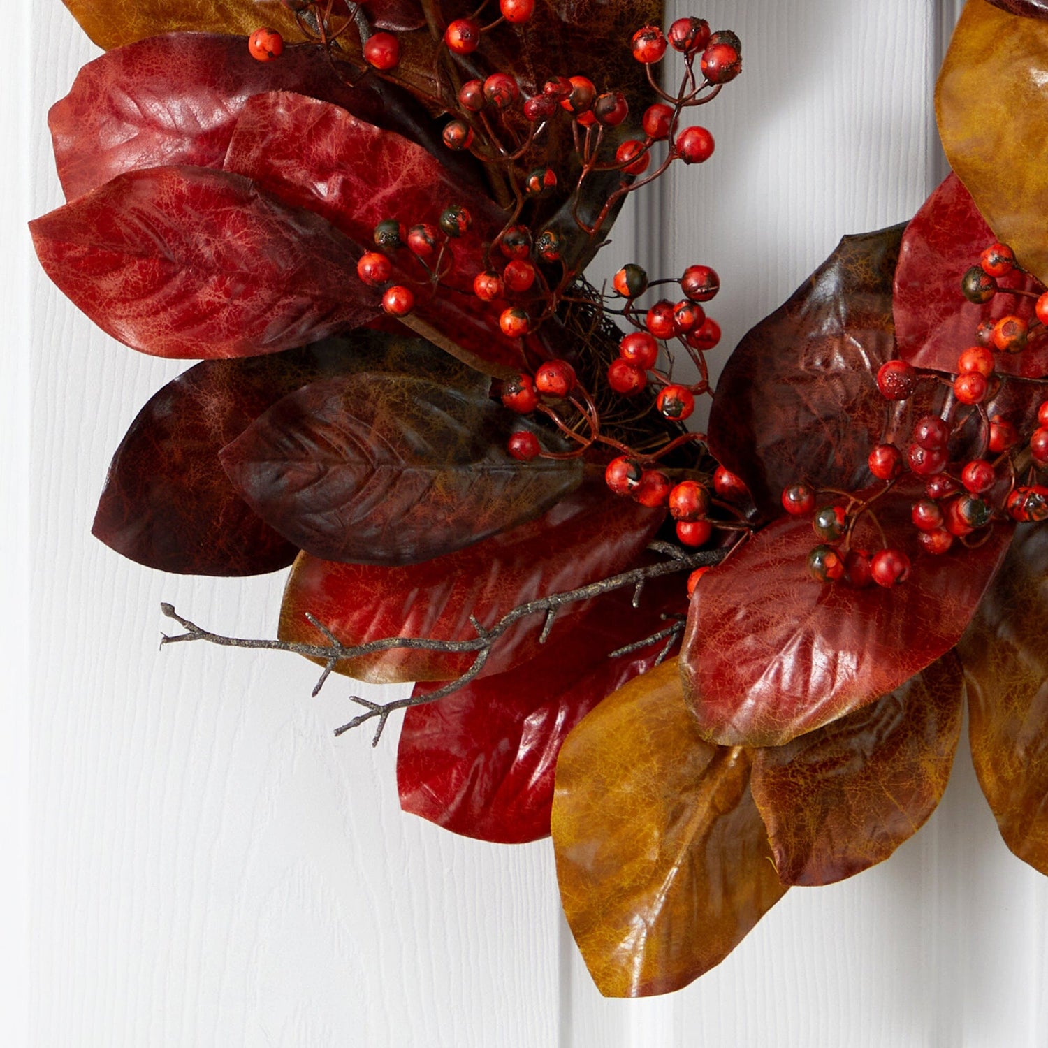 24” Harvest Magnolia Leaf and Berries Artificial Wreath