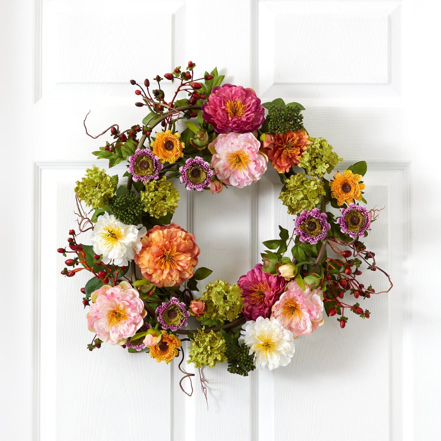 24" Mixed Peony Wreath