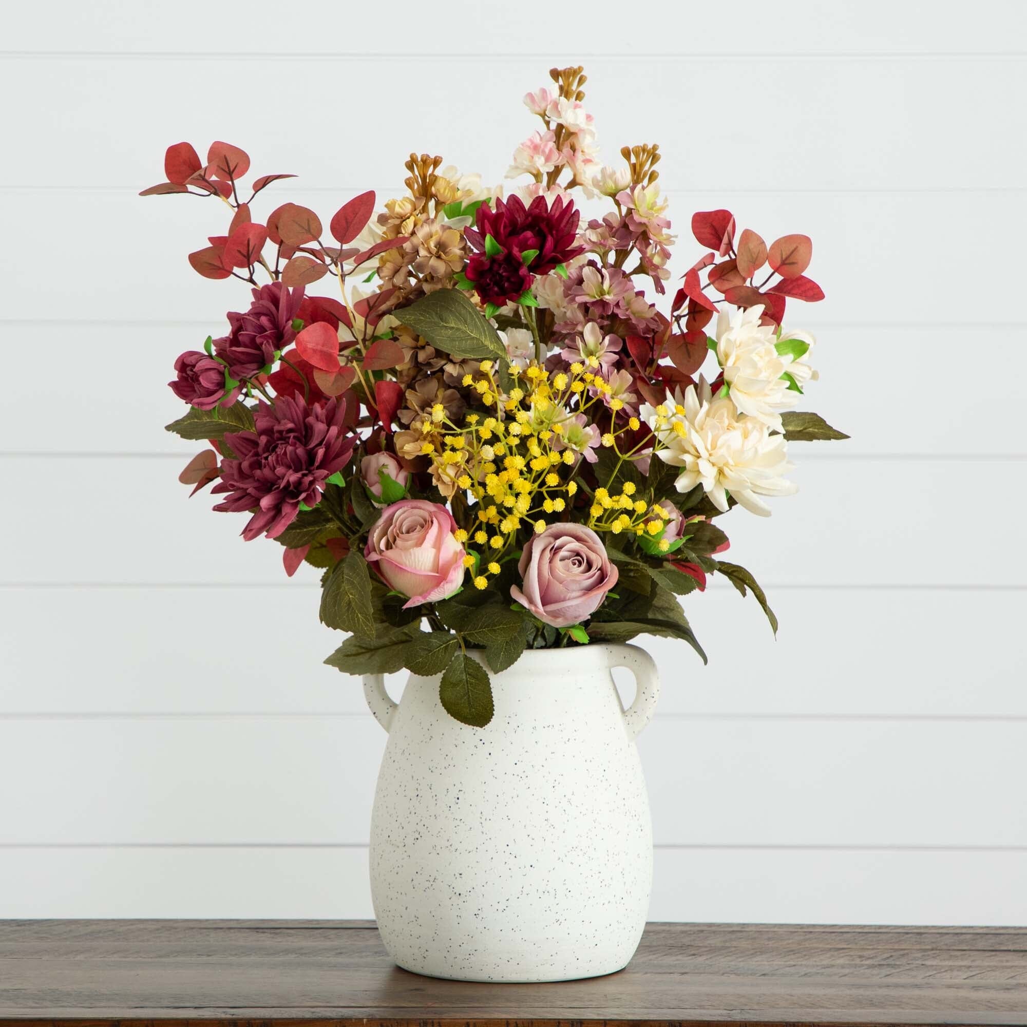 Custom Ceramic Vase deals Faux Floral Arrangement