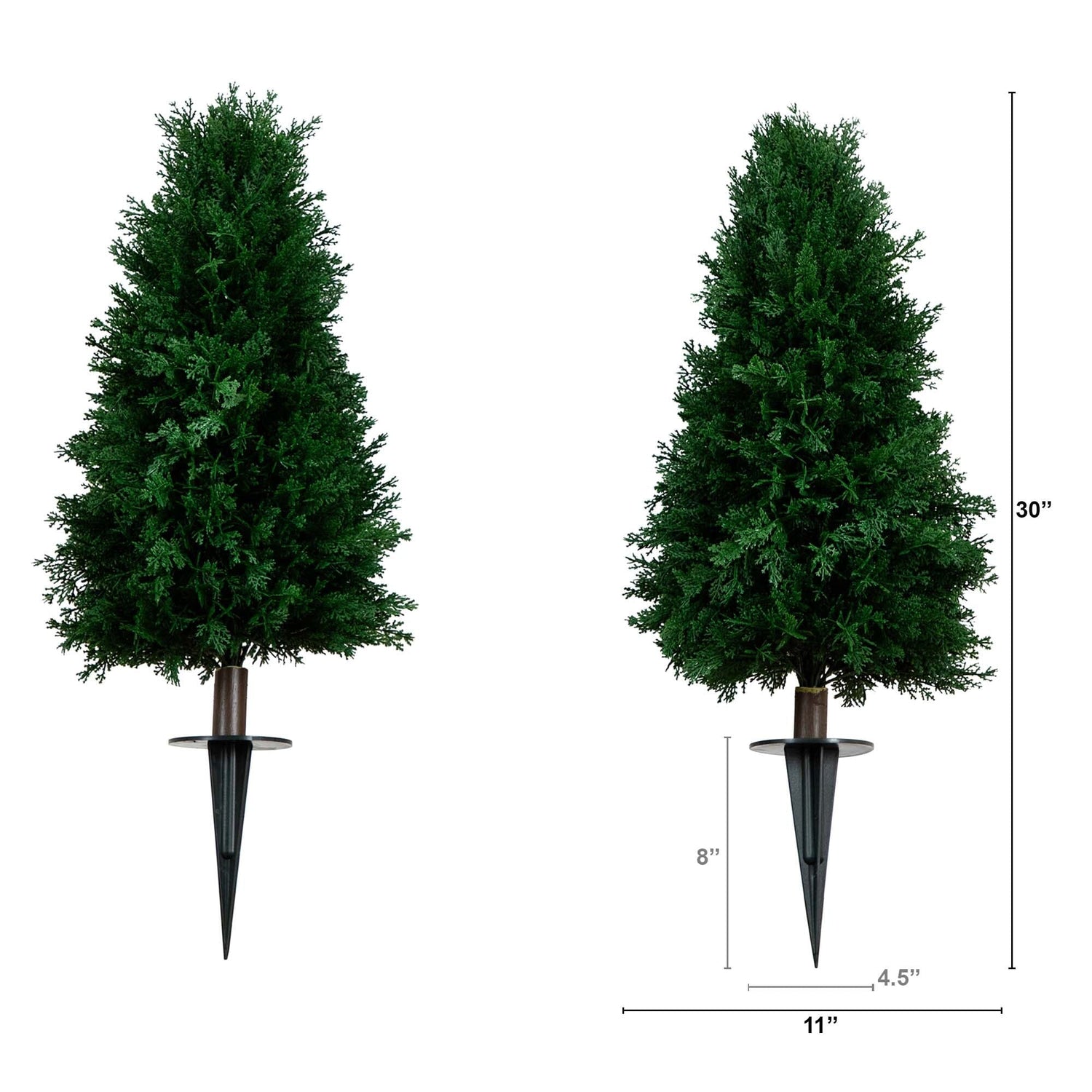 2.5' UV Resistant Artificial Cedar Plant with Integrated Ground Stake (Indoor/Outdoor) - Set of 2