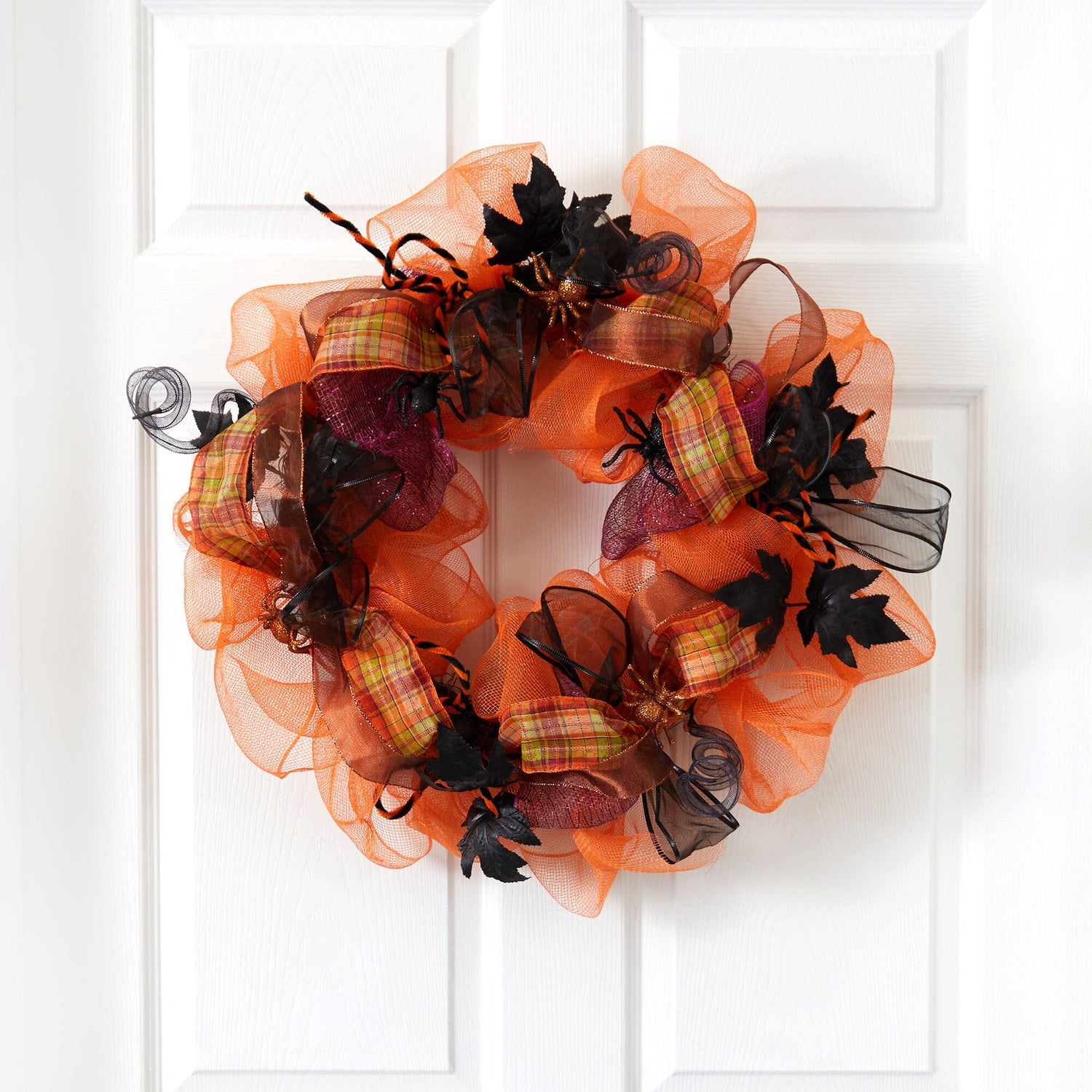 26" Halloween Spider Mesh Wreath"