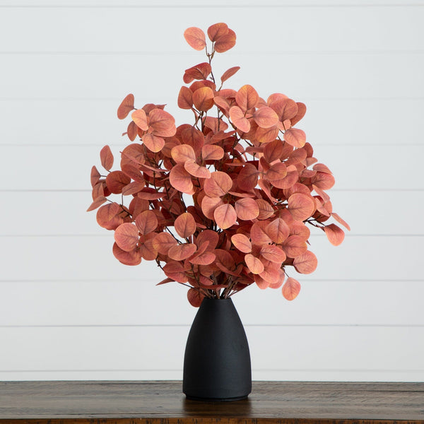 29” Autumn Eucalyptus Artificial Fall Arrangement in Black Vase