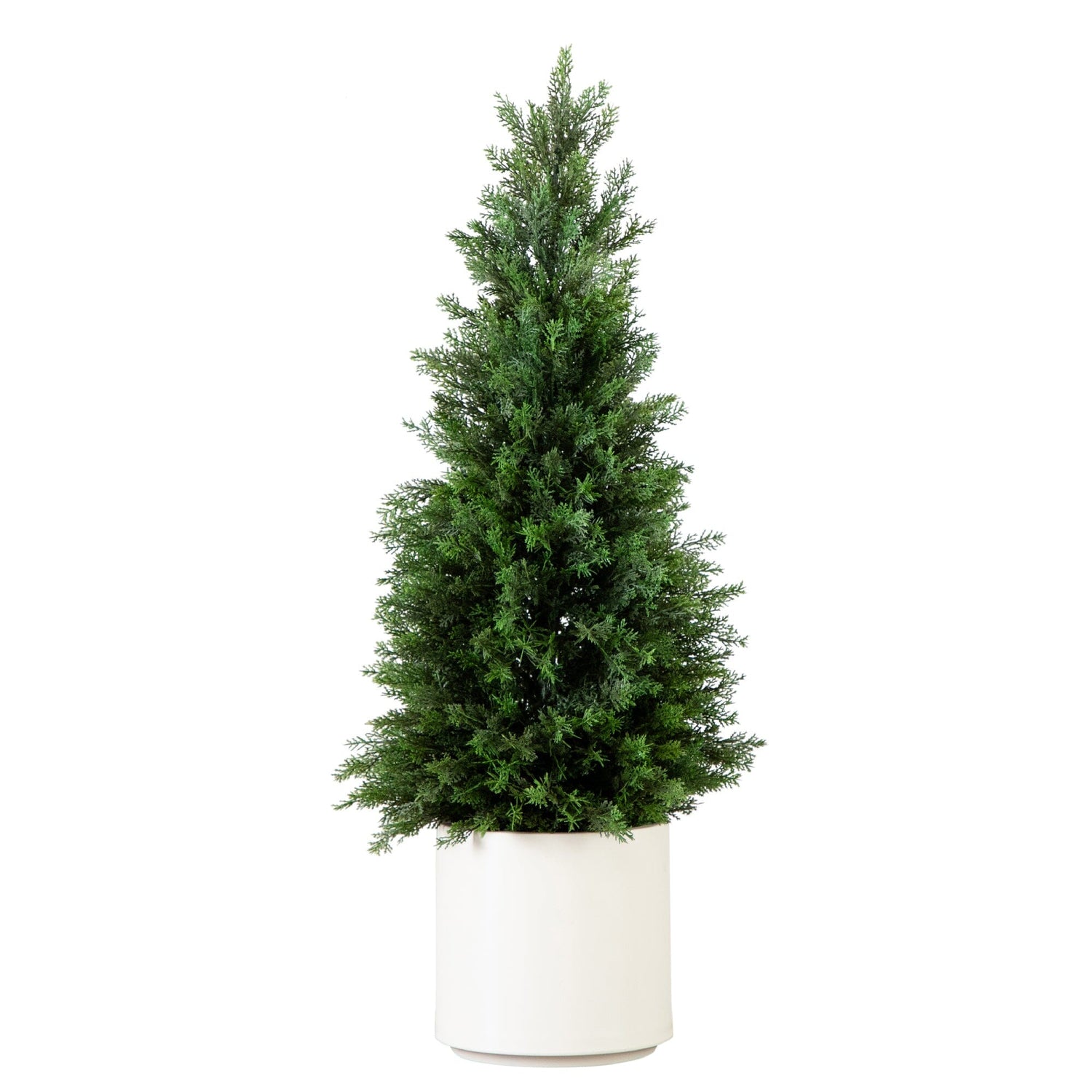 3’ Artificial Cedar Tree in White Planter UV Resistant (Indoor/Outdoor)