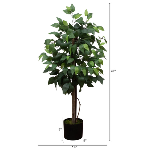 3’ Artificial Double Trunk Ficus Tree