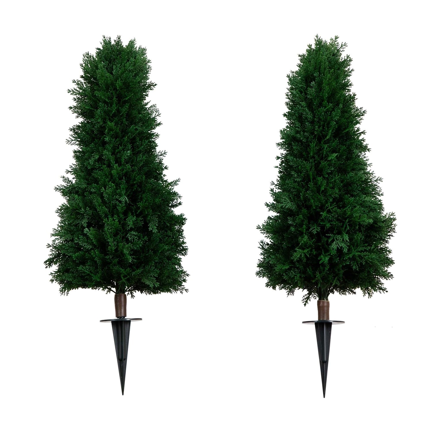 3' UV Resistant Artificial Cedar Plant with Integrated Ground Stake (Indoor/Outdoor) - Set of 2