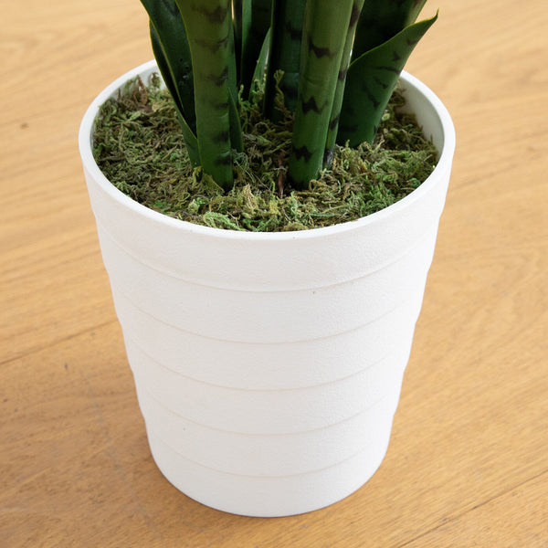 3' UV Resistant Artificial Sansevieria Plant in White Decorative Planter (Indoor/Outdoor)