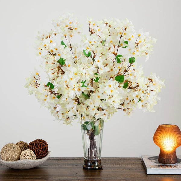 30” Artificial Bougainvillea Arrangement in Glass Vase