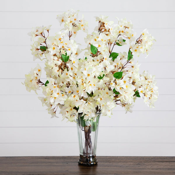 30” Artificial Bougainvillea Arrangement in Glass Vase