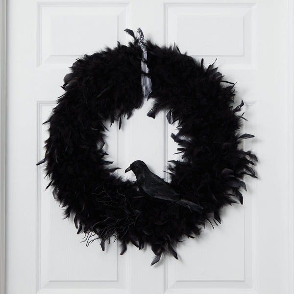 30" Halloween Raven Wreath