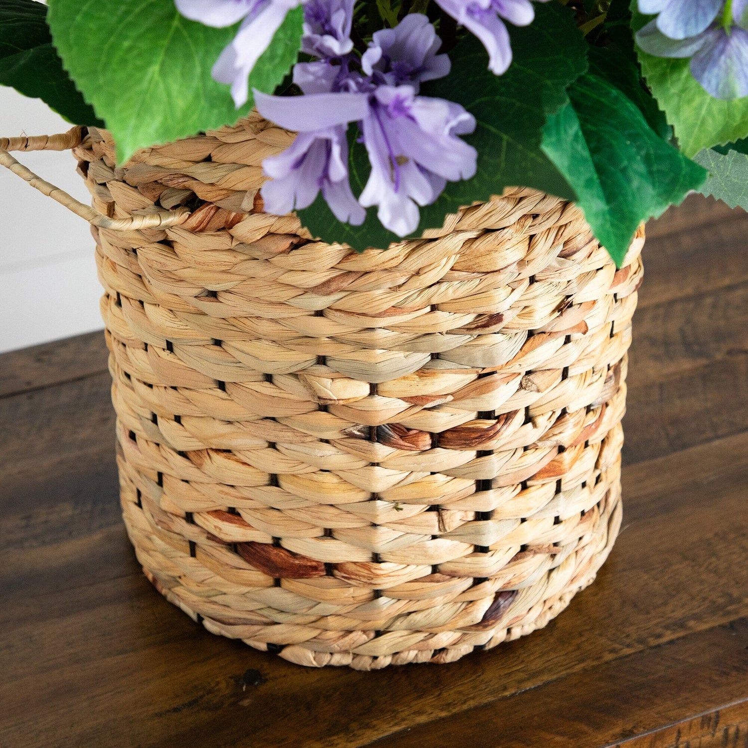 31” Artificial Mixed Flower & Hydrangea Arrangement in Hyacinth Weave Basket