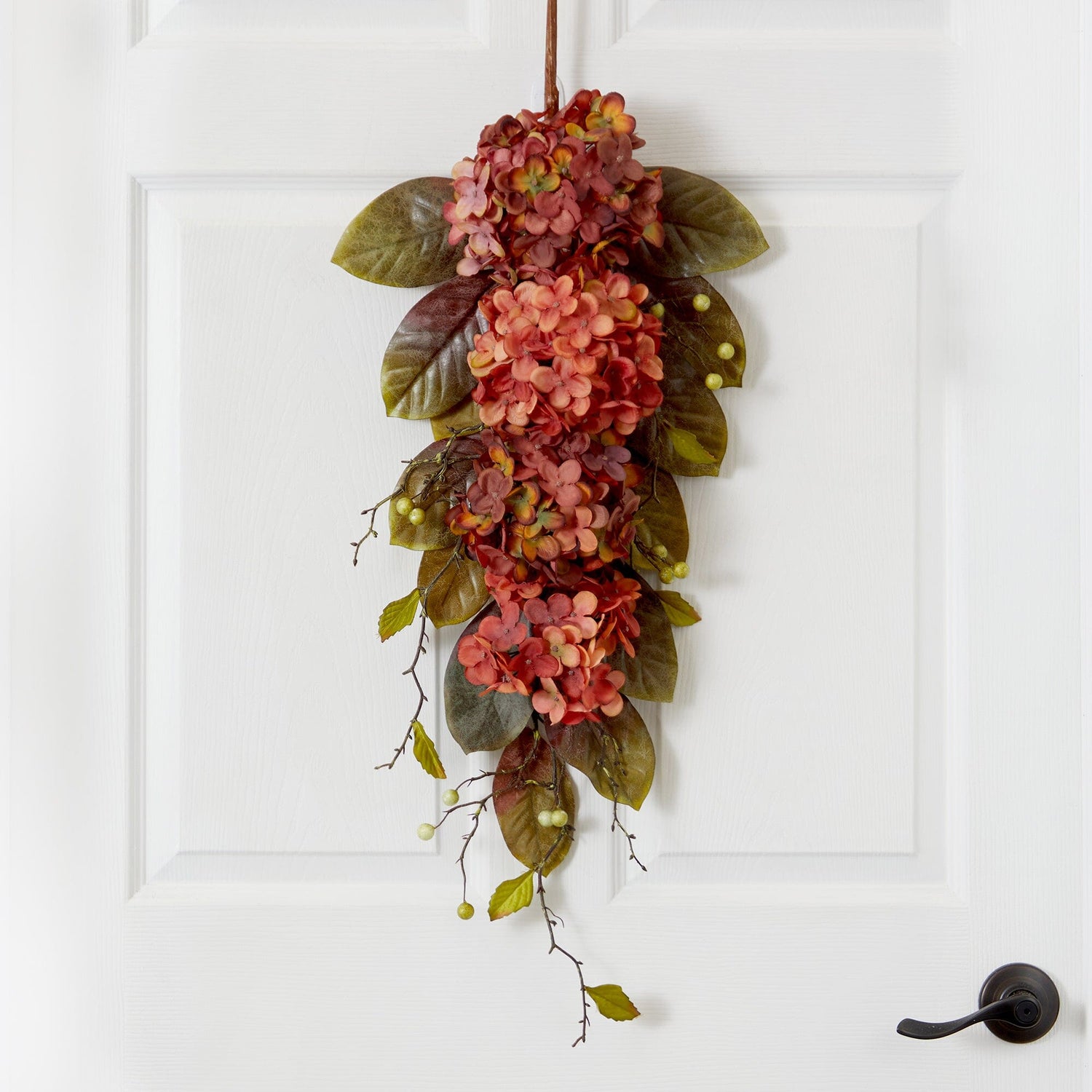 35” Autumn Hydrangea and Berry Artificial Fall Tear Drop