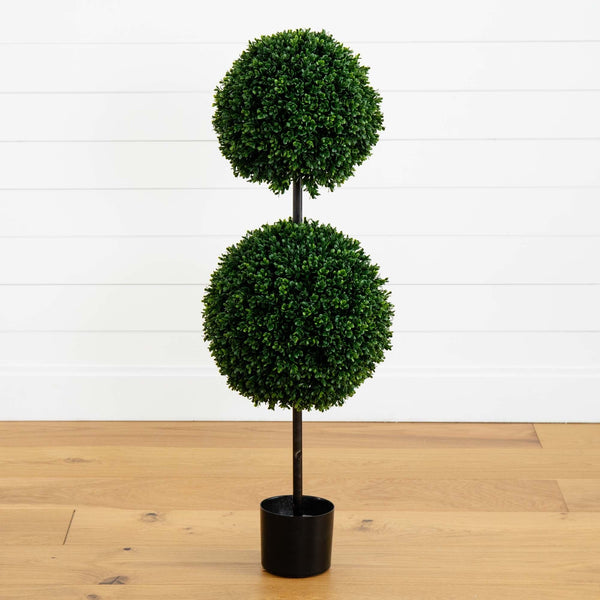 3.5’ Boxwood Double Ball Artificial Topiary Tree UV Resistant (Indoor/Outdoor)