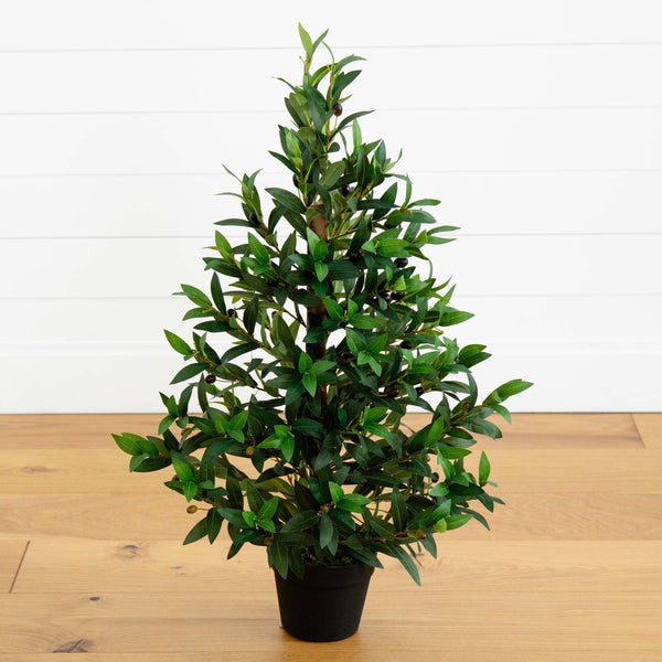 35” Olive Cone Topiary Artificial Tree UV Resistant (Indoor/Outdoor)