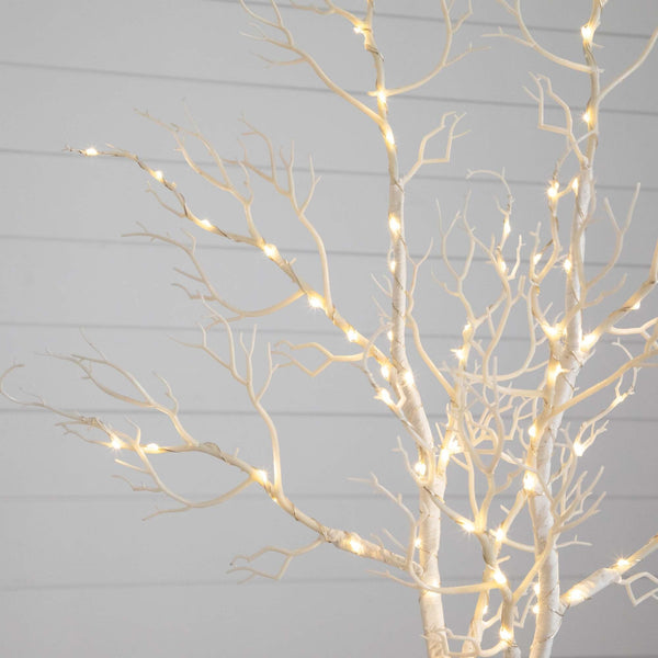 35” Pre-Lit Artificial White Birch Branches with 80 Warm White LED Lights - Set of 2