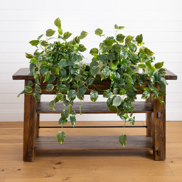 36” UV Resistant Artificial Pothos Hanging Plant (Indoor/Outdoor) - Set of 2