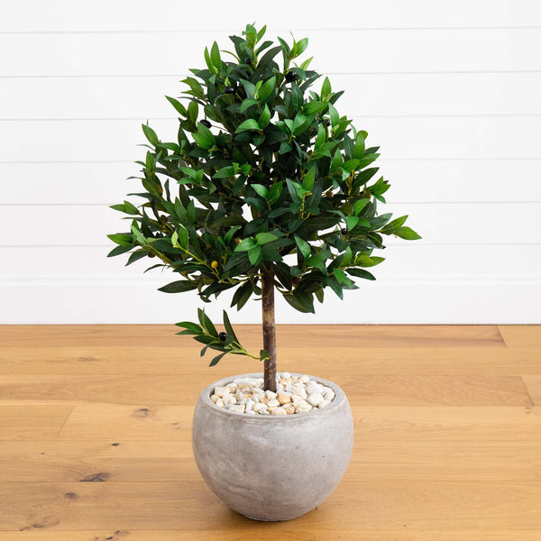 38” Olive Topiary Artificial Tree in Bowl Planter(Indoor/Outdoor)