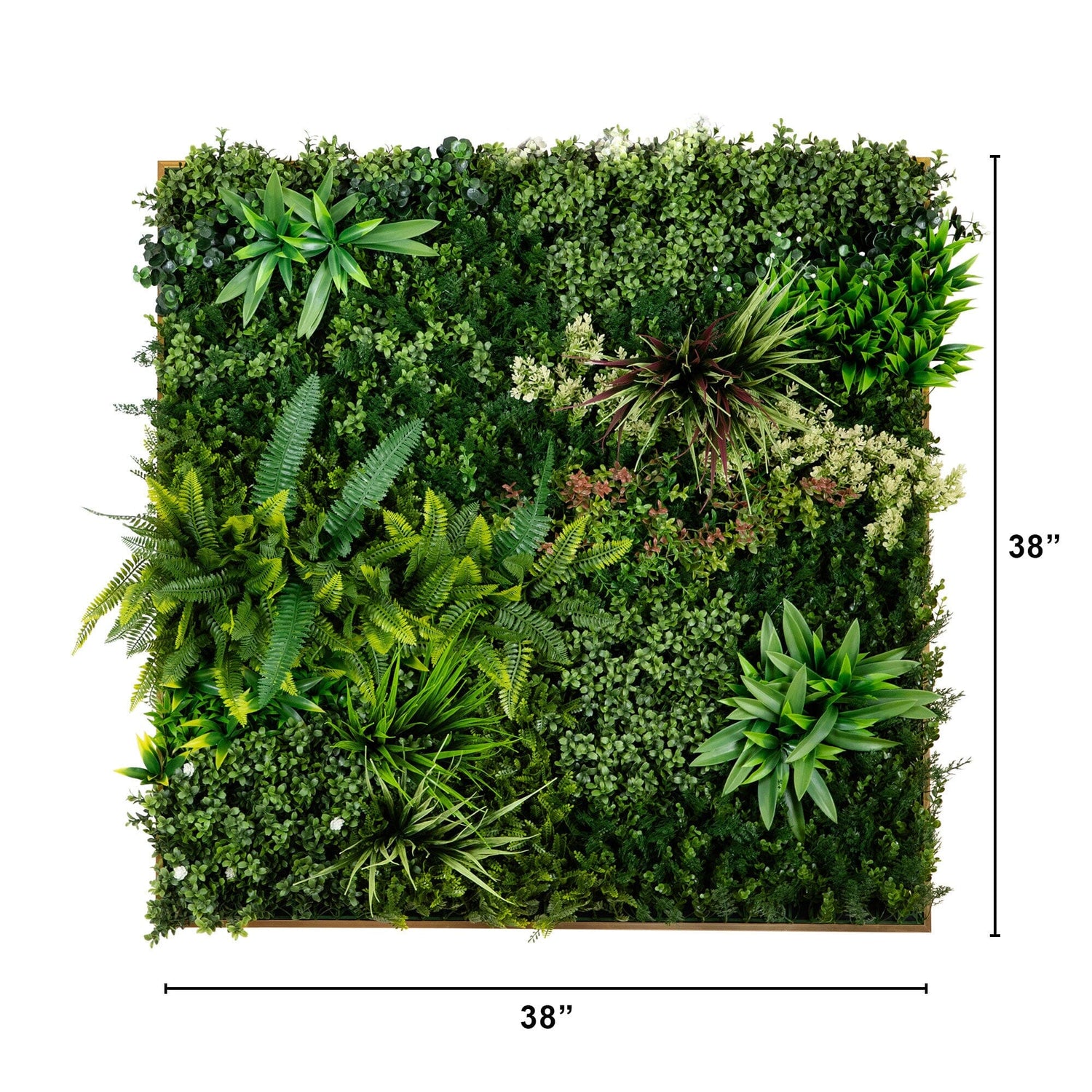 38” x 38” UV Resistant Madagascar Forest Artificial Living Wall Art Panel in Gold Aluminum