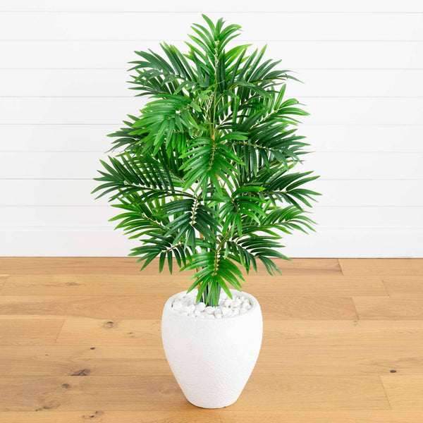 4’ Areca Artificial Palm Tree in White Planter