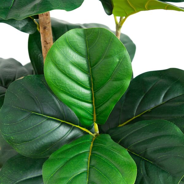 4’ Artificial Fiddle Leaf Tree in Decorative White Planter