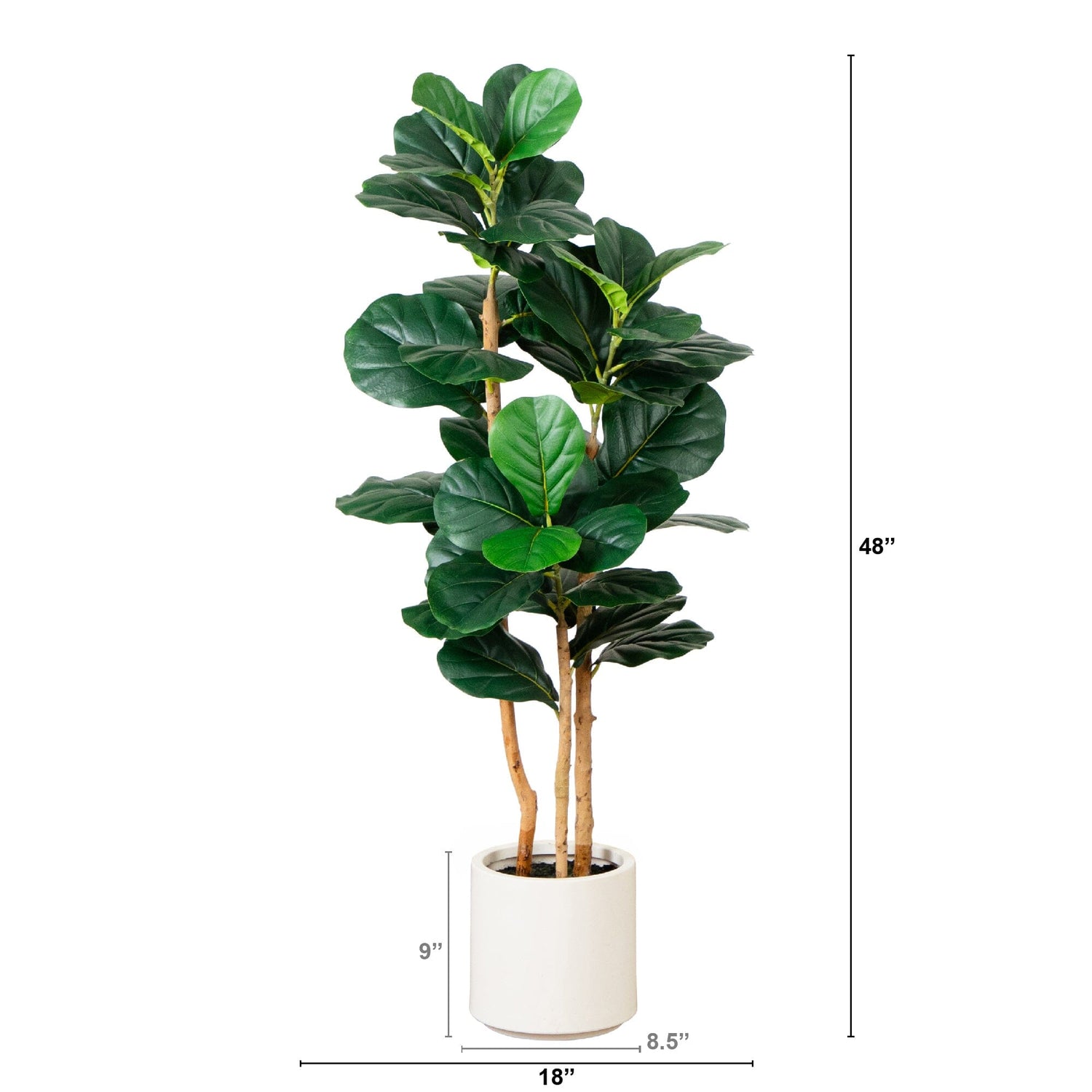 4’ Artificial Fiddle Leaf Tree in Decorative White Planter