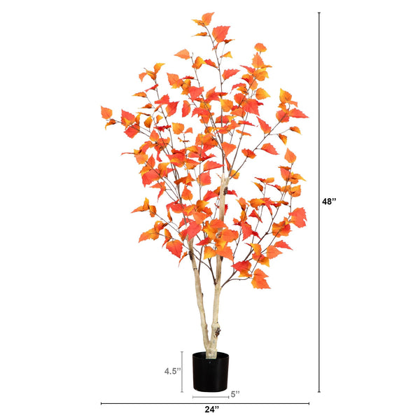 4’ Autumn Birch Artificial Fall Tree