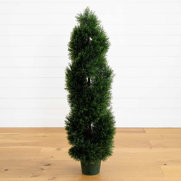 4’ Double Pond Cypress Spiral Topiary UV Resistant (Indoor/Outdoor)