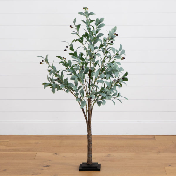 4’ Lighted Artificial Fruiting Olive Tree with 150 Warm White LED Lights