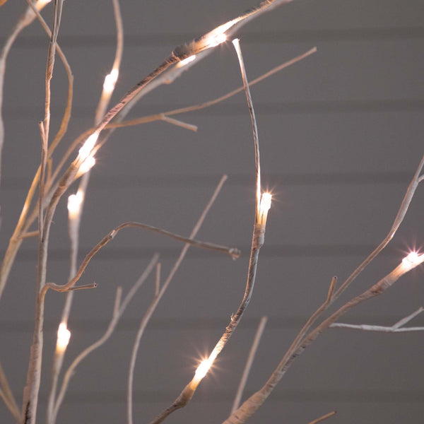 4’ Pre-Lit Artificial White Birch Tree with 51 White LED Lights