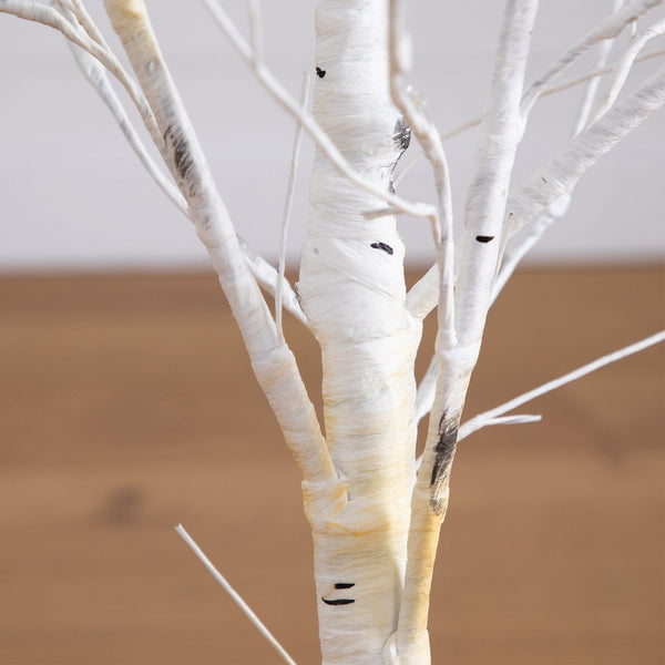 4’ Pre-Lit Artificial White Birch Tree with 51 White LED Lights